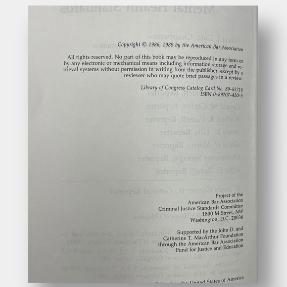 ABA American Bar Association Criminal Justice Mental Health Standards 1989 - Picture 6 of 6